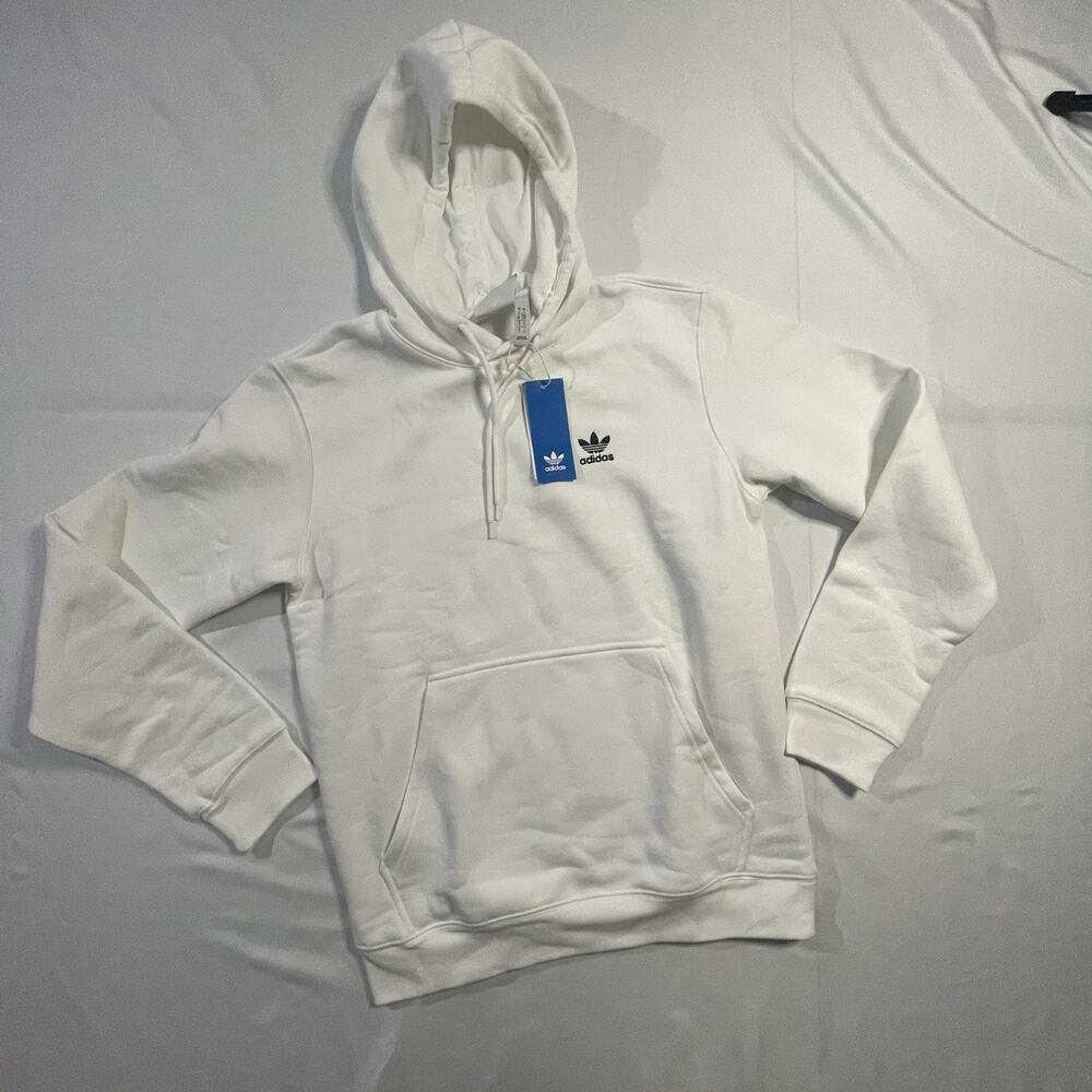 NEW Adidas Originals Men's Small Trefoil Essential Hoodie White Fleece IM4526